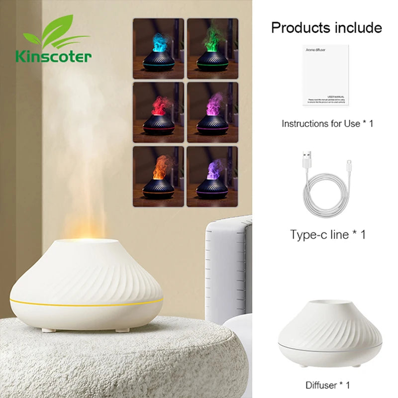 Diffuseur Huiles Essentielles KINSCOTER 130ml USB - LED Flamme Simulée