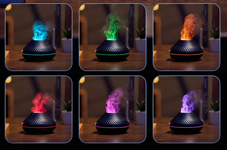 Diffuseur Huiles Essentielles KINSCOTER 130ml USB - LED Flamme Simulée