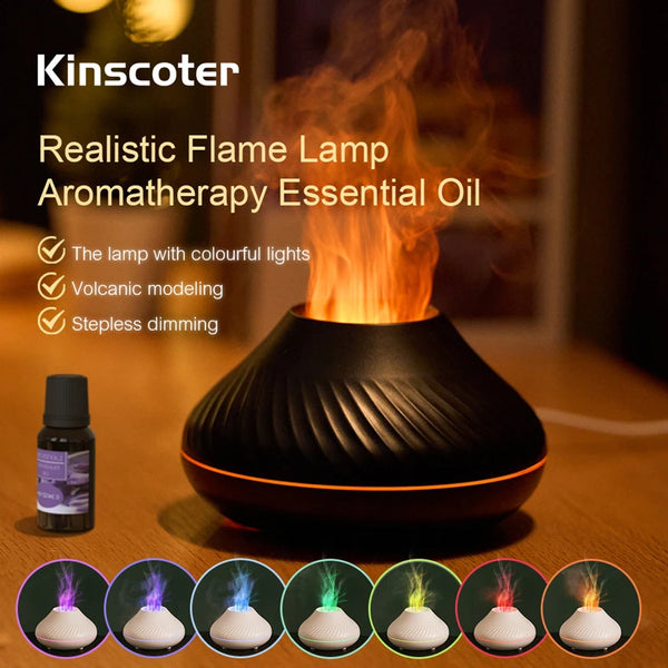 Diffuseur Huiles Essentielles KINSCOTER 130ml USB - LED Flamme Simulée