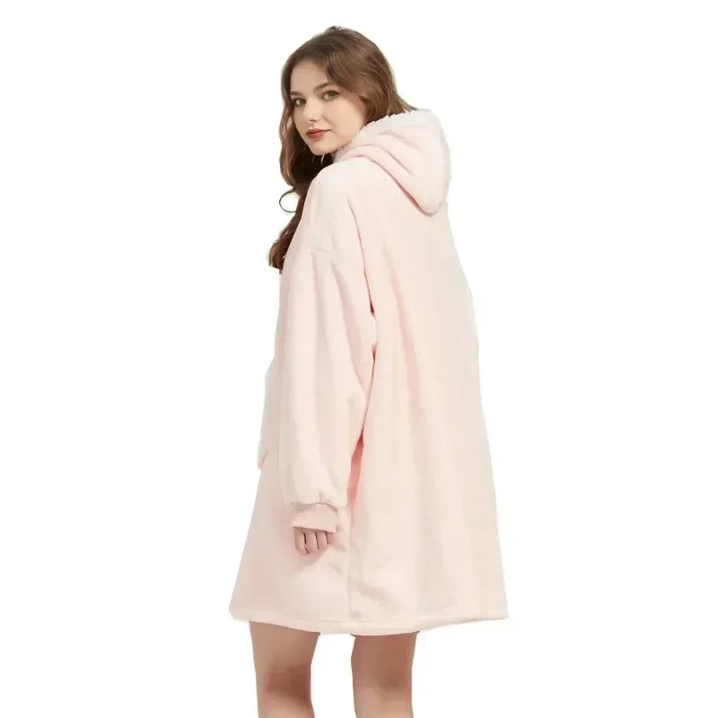 Sweat Plaid Oversize Polaire Manches Longues - Couverture Unisexe