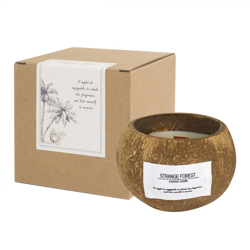 Bougie Aromathérapie Coque Noix Coco - Cire Végétale Huiles Essentielles