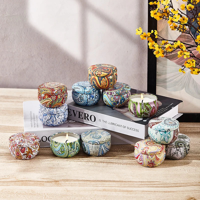 Coffret 12 Bougies Parfumées Cire Soja - Set Aromathérapie Complet