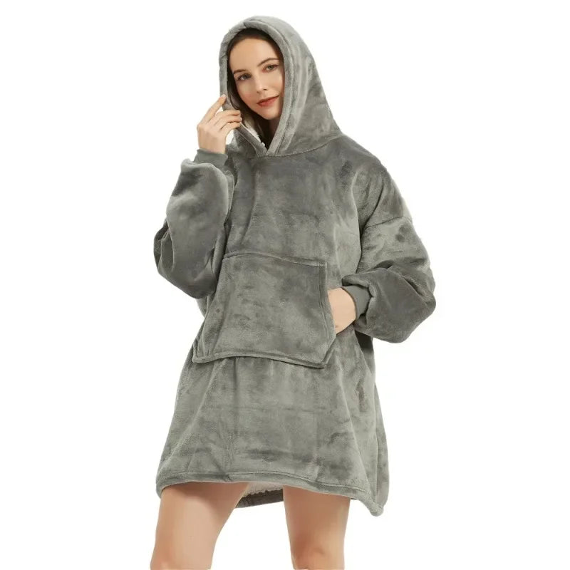 Sweat Plaid Oversize Polaire Manches Longues - Couverture Unisexe