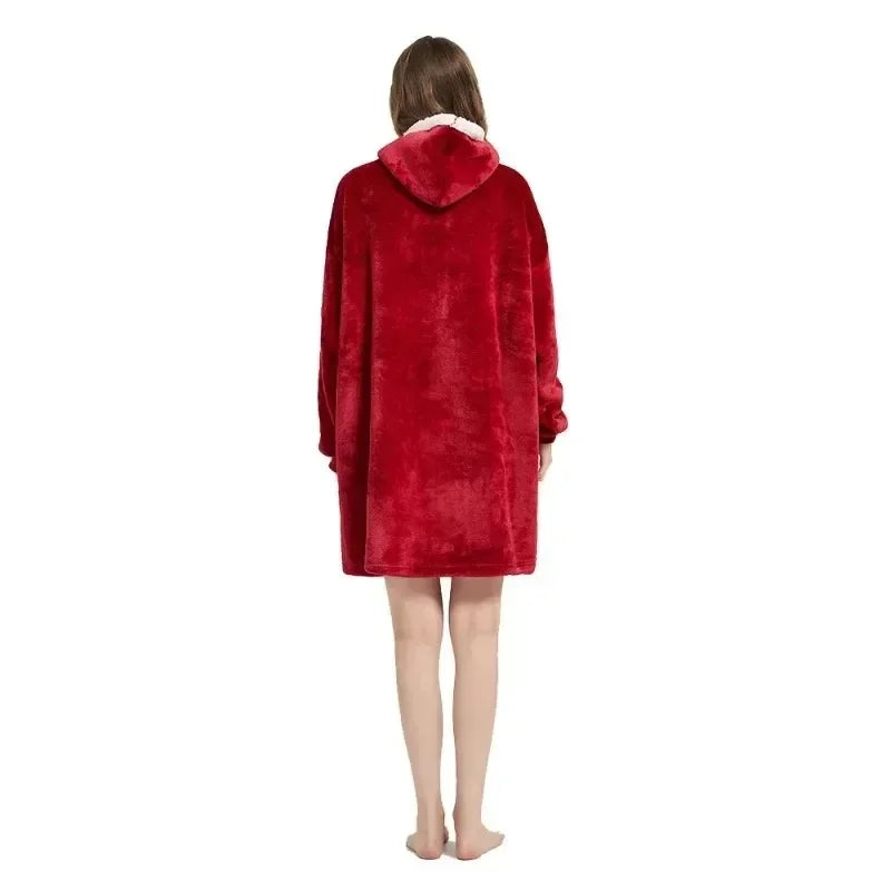 Sweat Plaid Oversize Polaire Manches Longues - Couverture Unisexe