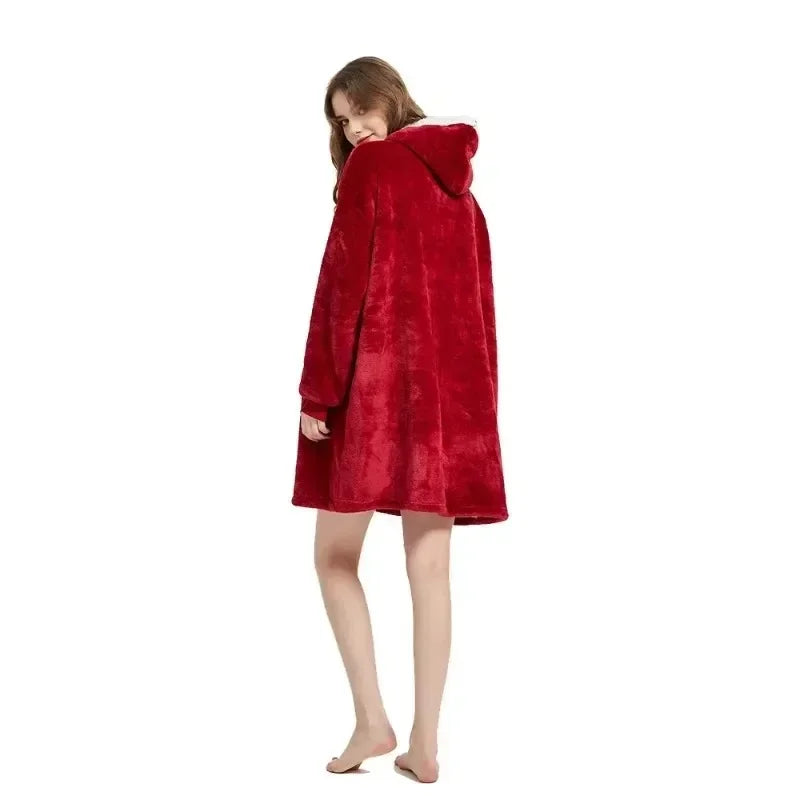 Sweat Plaid Oversize Polaire Manches Longues - Couverture Unisexe