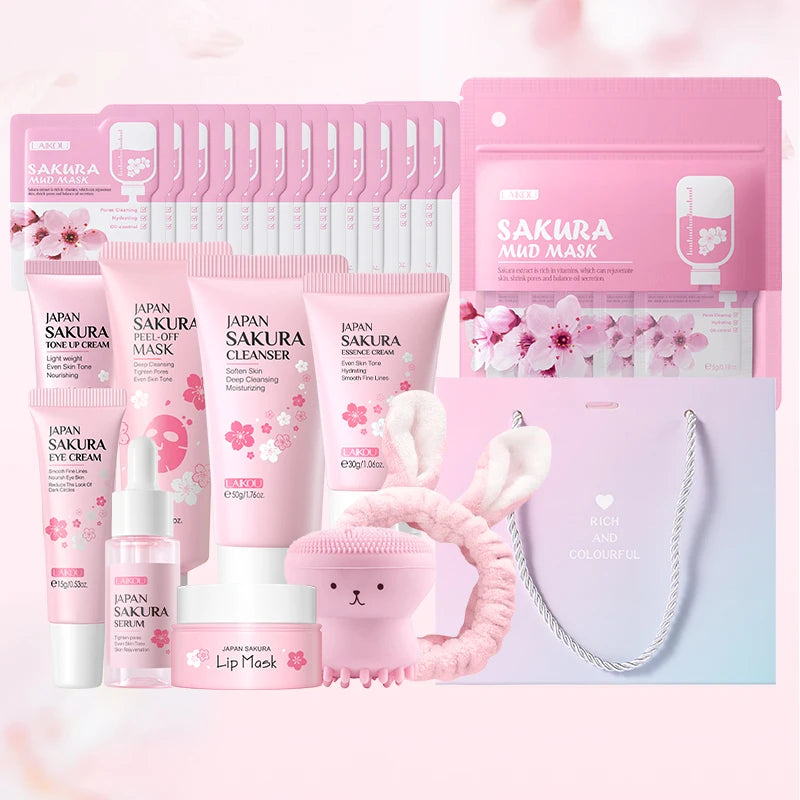 Set Soin Visage Sakura LAIKOU - Routine Anti-Âge Japonaise Hydratante