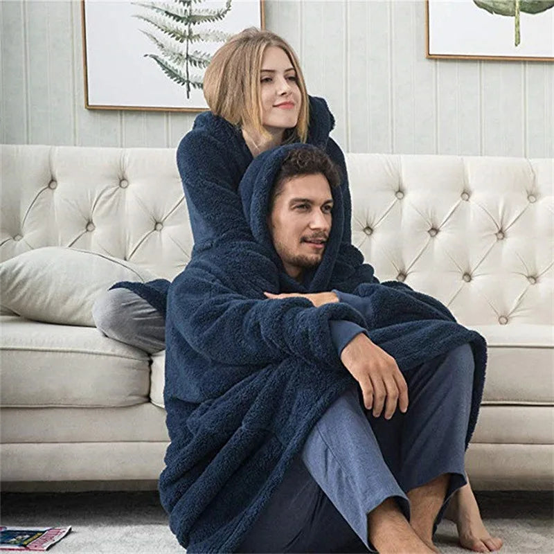 Sweat Plaid Oversize Double Face - Couverture Polaire Poche Unisexe