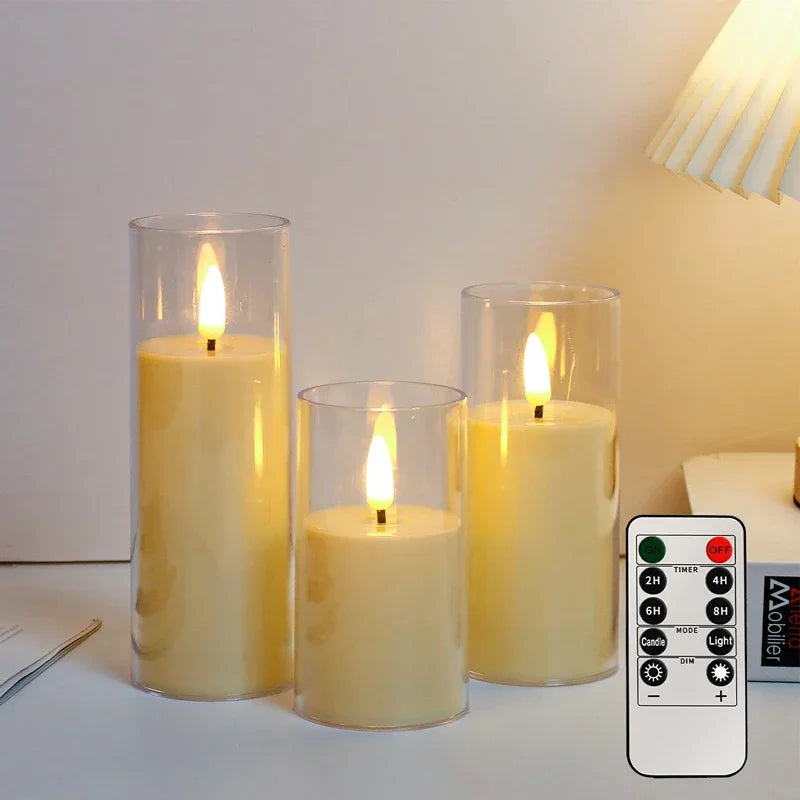 Bougies LED Télécommande Minuterie - Set 3 Bougies Sans Flamme