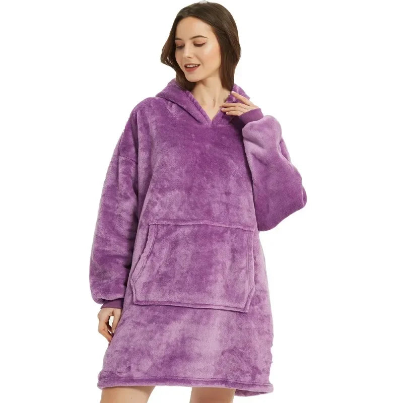 Sweat Plaid Oversize Polaire Manches Longues - Couverture Unisexe