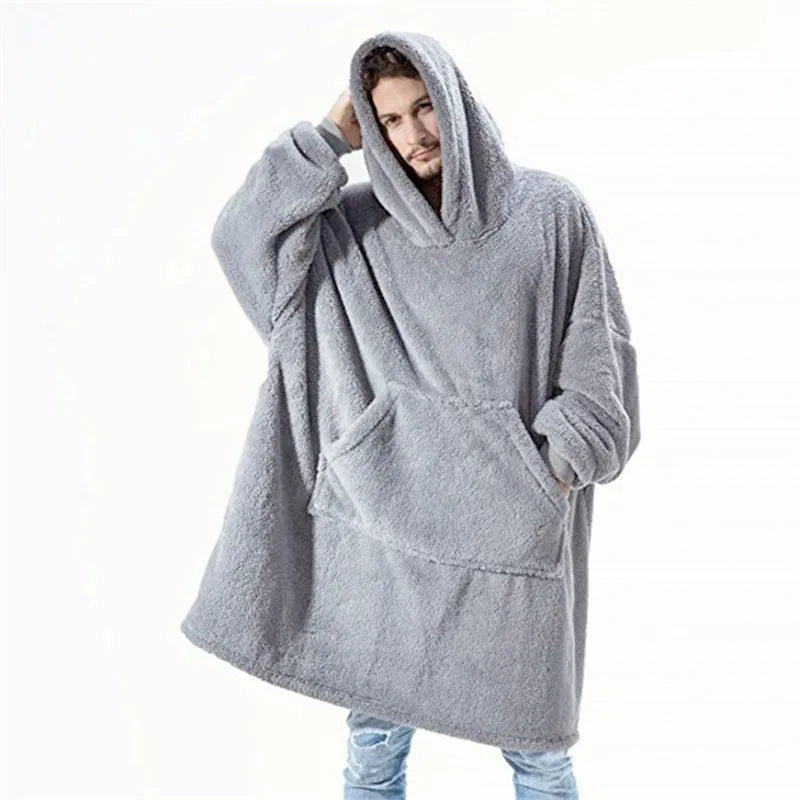 Sweat Plaid Oversize Double Face - Couverture Polaire Poche Unisexe