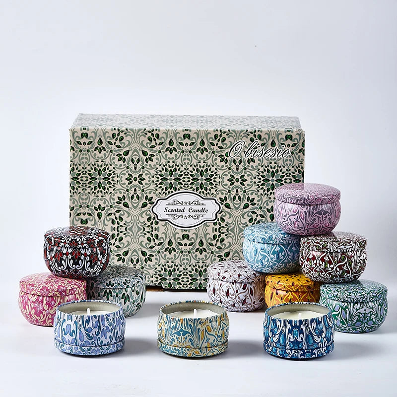 Coffret 12 Bougies Parfumées Cire Soja - Set Aromathérapie Complet