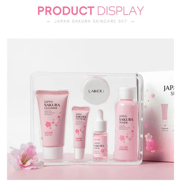 Coffret Soin Visage Sakura Complet - Crème Sérum Toner Nettoyant
