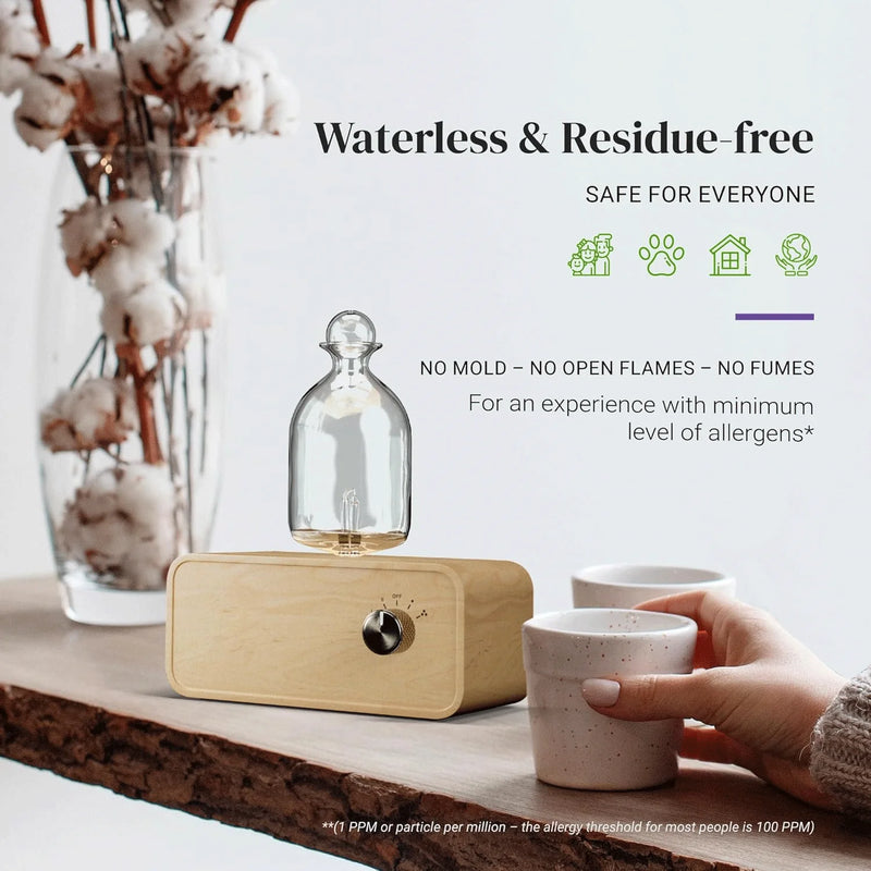 Diffuseur Nébuliseur Huiles Essentielles Bois Verre - Batterie Rechargeable