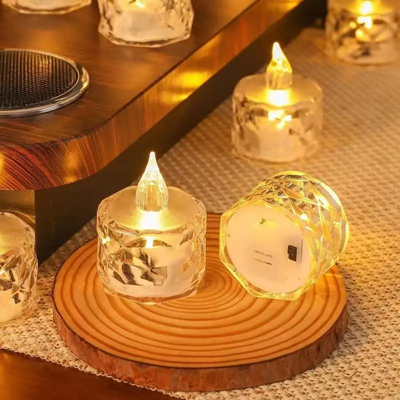 Bougie LED Sans Flamme Cristal - Lampe Nuit Décorative Sécurisée