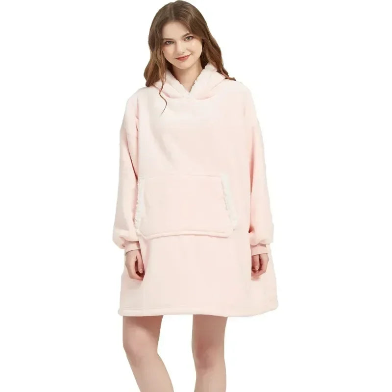 Sweat Plaid Oversize Polaire Manches Longues - Couverture Unisexe