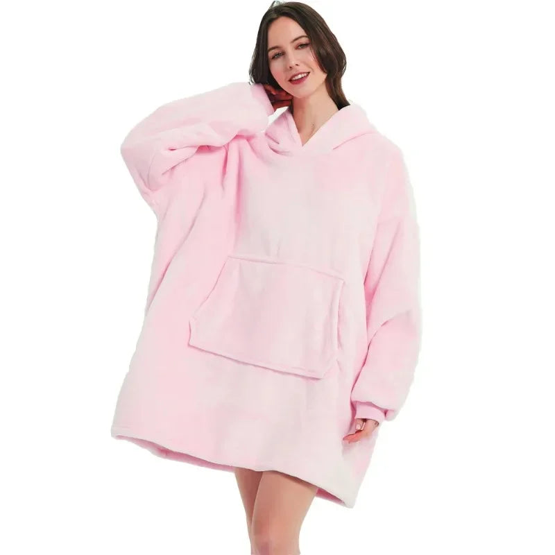 Sweat Plaid Oversize Polaire Manches Longues - Couverture Unisexe