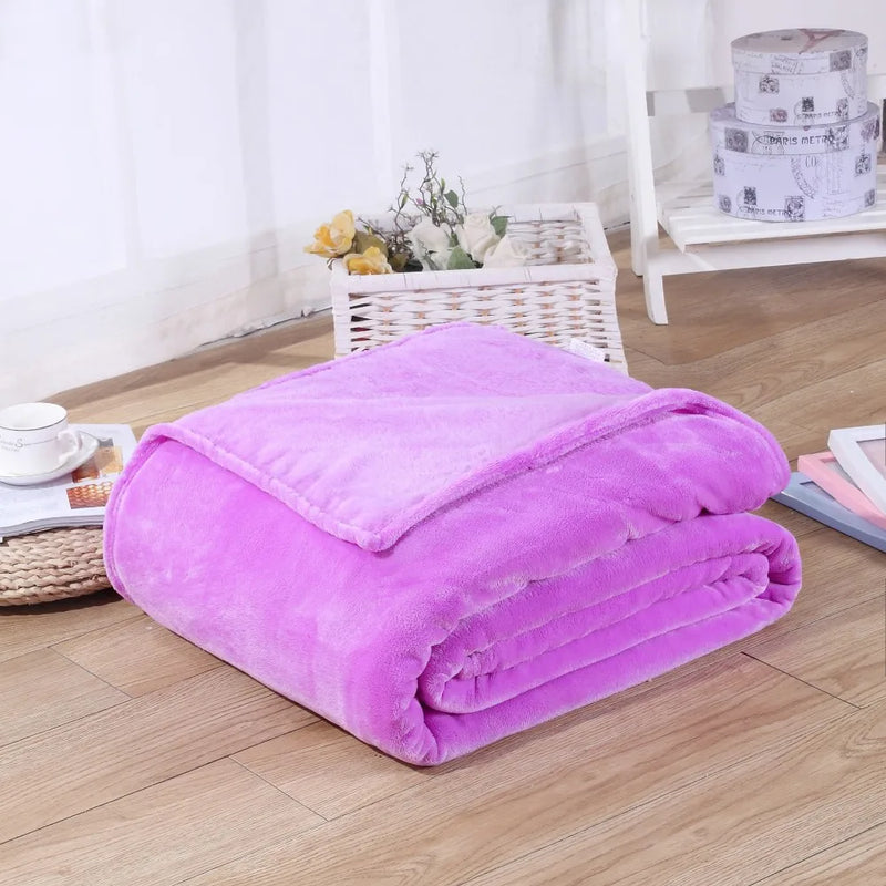 Plaid Flanelle Coral Fleece 230g/m² - Doux Fin Moelleux Canapé Lit