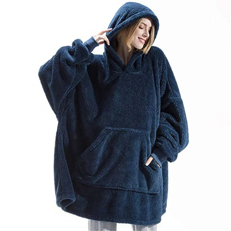 Sweat Plaid Oversize Double Face - Couverture Polaire Poche Unisexe