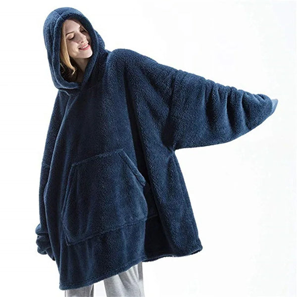 Sweat Plaid Oversize Double Face - Couverture Polaire Poche Unisexe