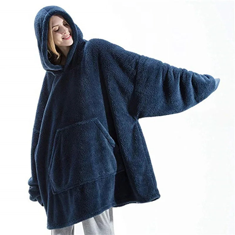 Sweat Plaid Oversize Double Face - Couverture Polaire Poche Unisexe