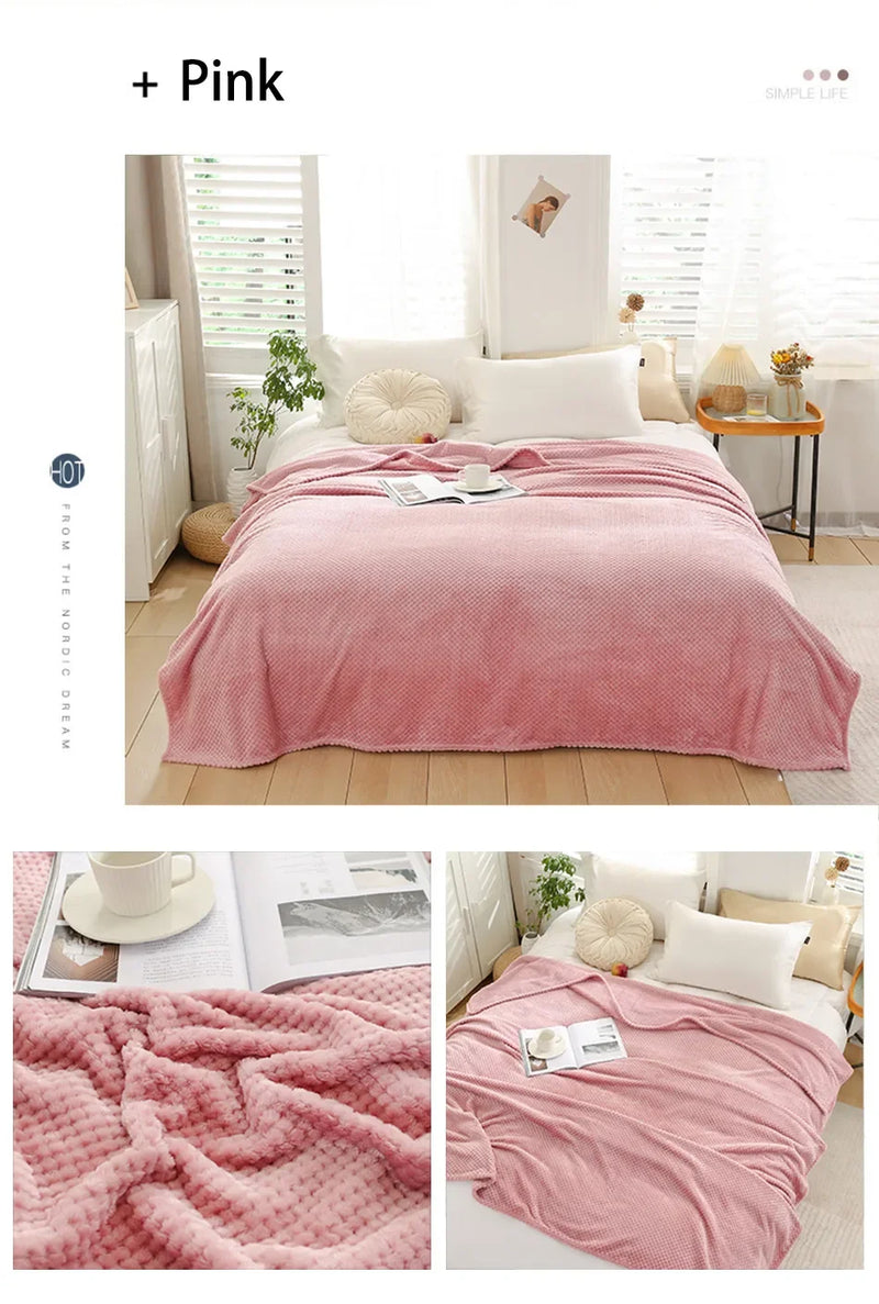 Plaid Fausse Fourrure Vison 300g/m² - Doux Léger Style Japonais