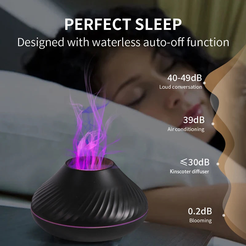 Diffuseur Huiles Essentielles KINSCOTER 130ml USB - LED Flamme Simulée