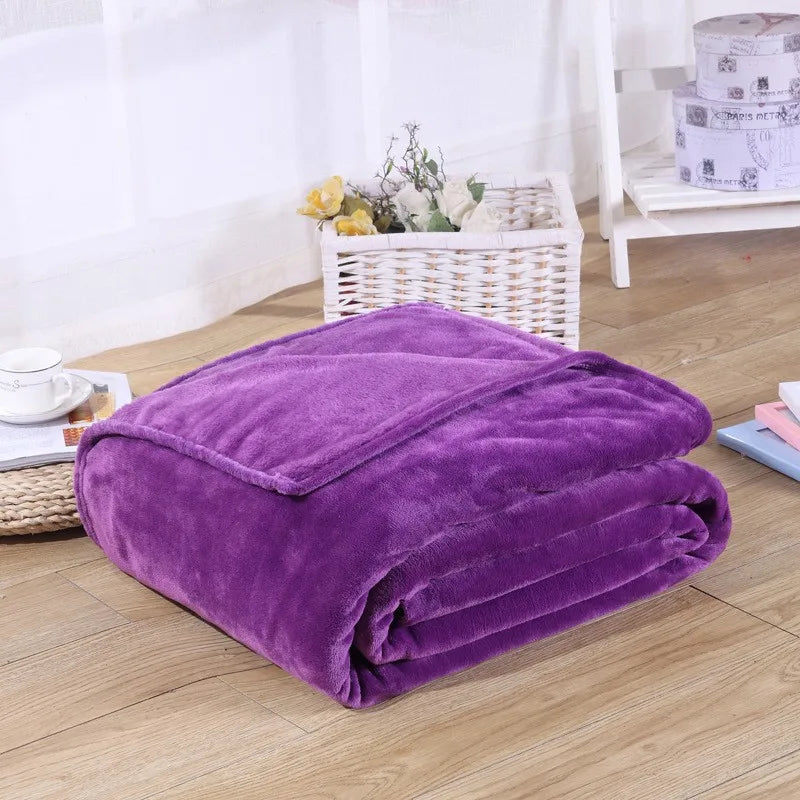 Plaid Flanelle Coral Fleece 230g/m² - Doux Fin Moelleux Canapé Lit