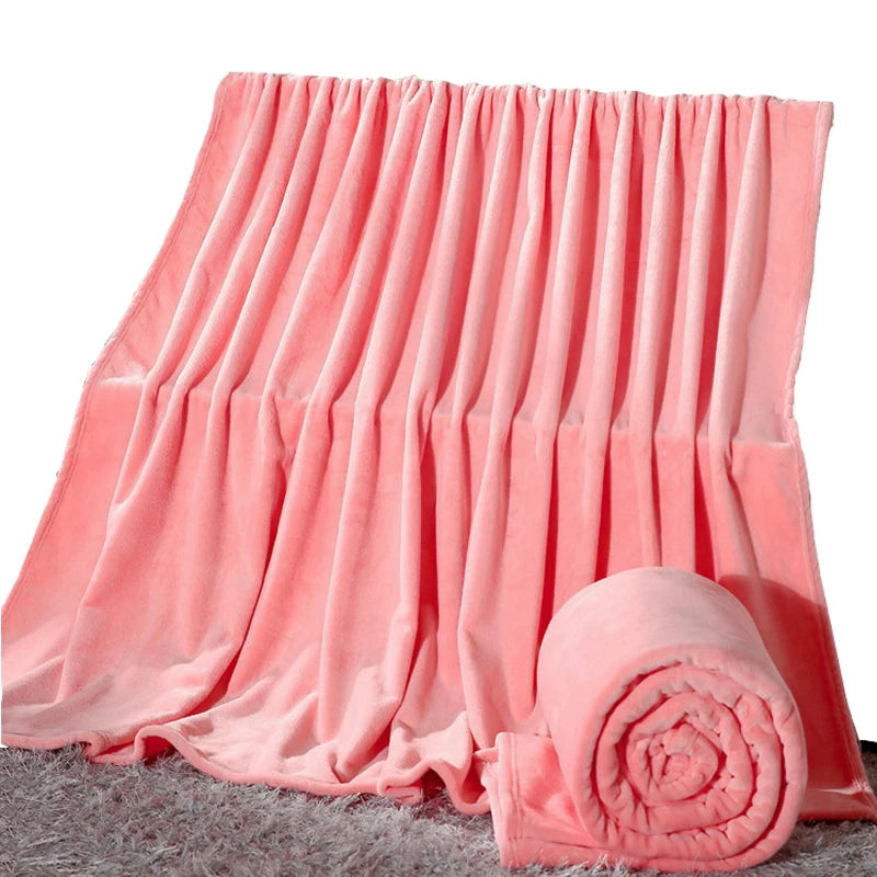Plaid Flanelle Coral Fleece 230g/m² - Doux Fin Moelleux Canapé Lit