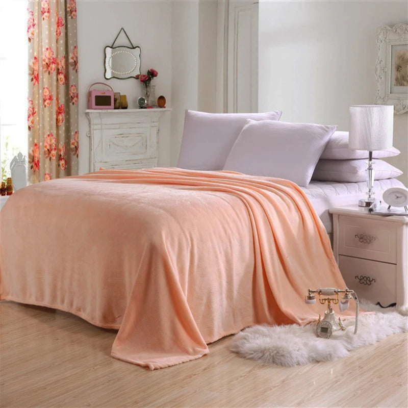 Plaid Flanelle Coral Fleece 230g/m² - Doux Fin Moelleux Canapé Lit