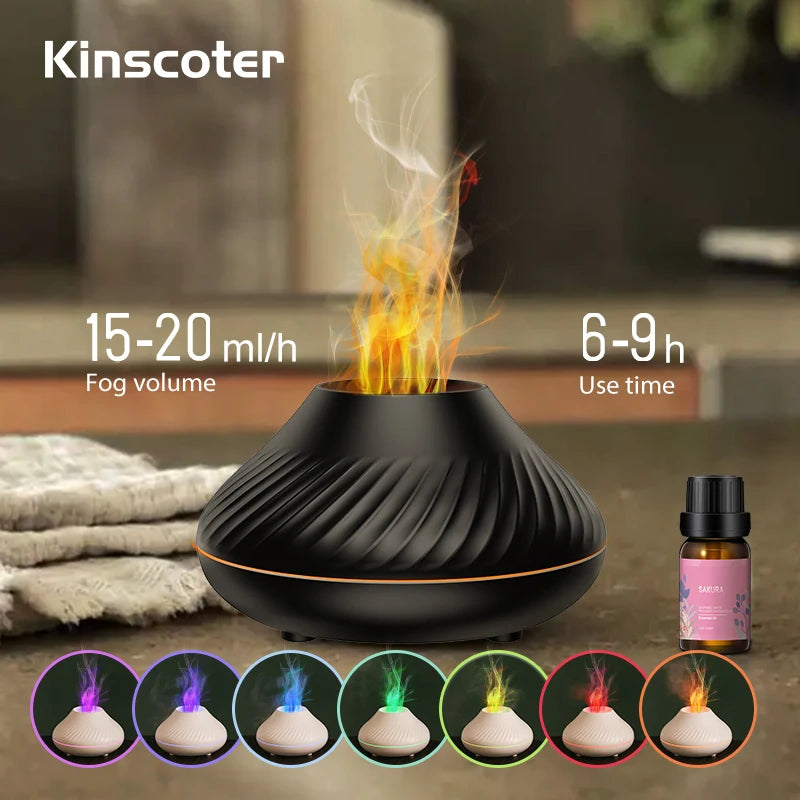 Diffuseur Huiles Essentielles KINSCOTER 130ml USB - LED Flamme Simulée
