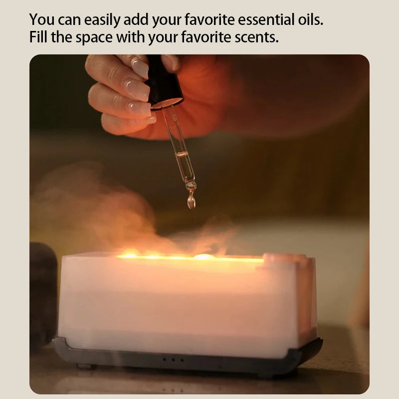 Mini Diffuseur Huiles Essentielles Flammes LED - Humidificateur Compact