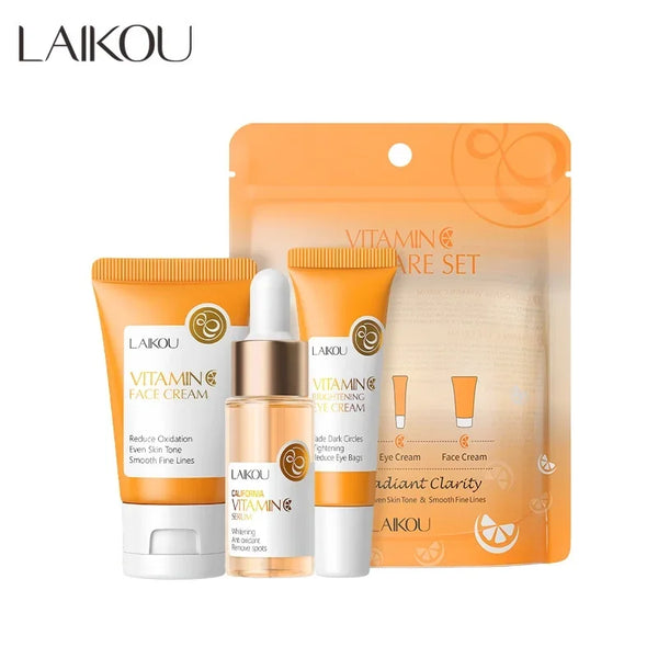 Set Soin Visage Vitamine C LAIKOU - Routine Éclaircissante 3 Pièces
