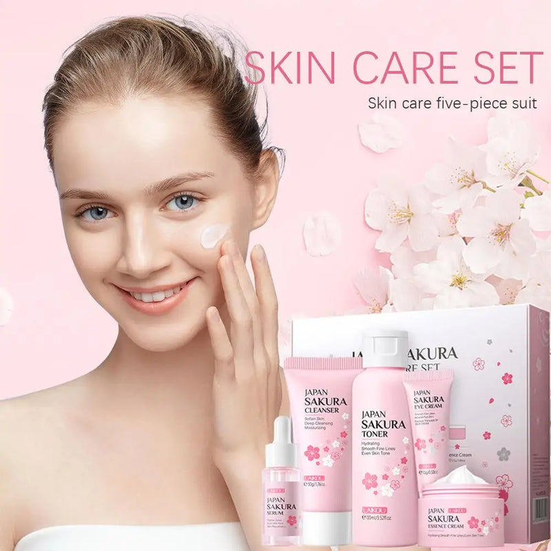 Coffret Soin Visage Sakura Complet - Crème Sérum Toner Nettoyant