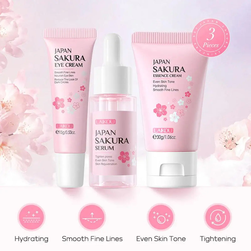 Coffret Soin Visage Sakura Complet - Crème Sérum Toner Nettoyant