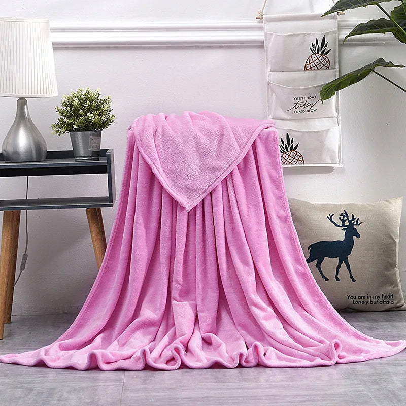 Couverture Flanelle Coral Ultra-Douce - Plaid Chauffant Lit Canapé