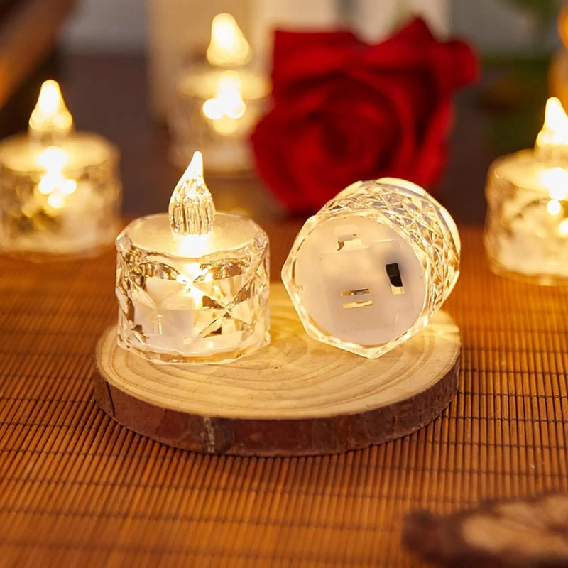 Bougie LED Sans Flamme Cristal - Lampe Nuit Décorative Sécurisée
