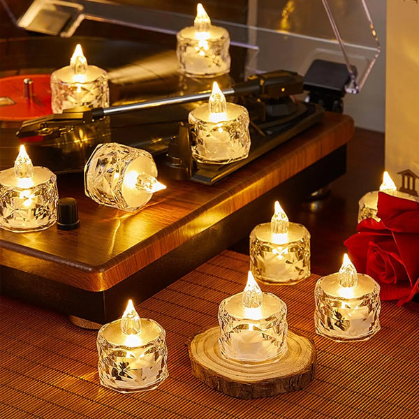 Bougie LED Sans Flamme Cristal - Lampe Nuit Décorative Sécurisée