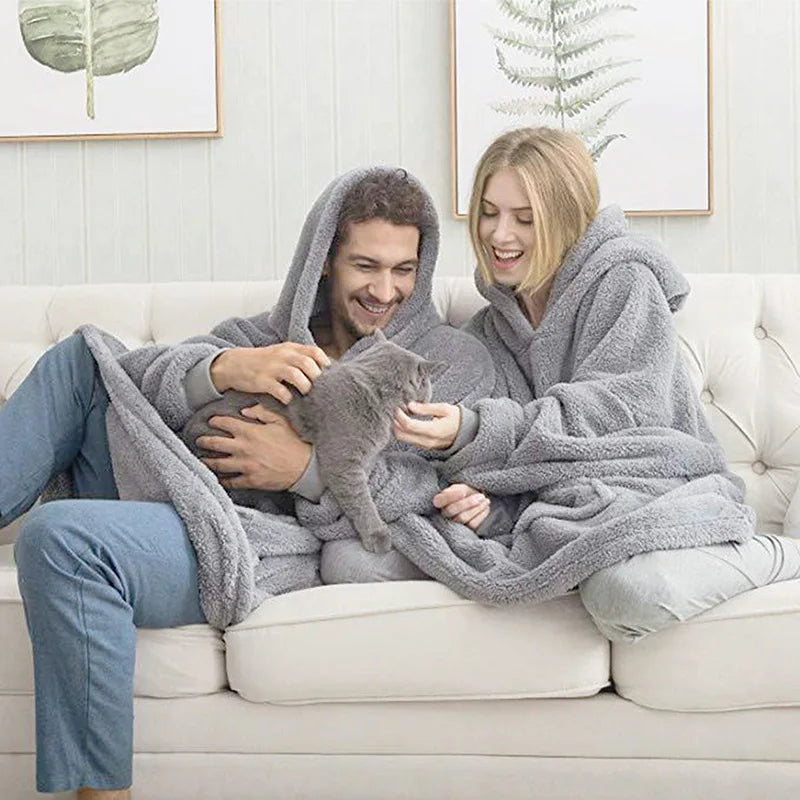 Sweat Plaid Oversize Double Face - Couverture Polaire Poche Unisexe