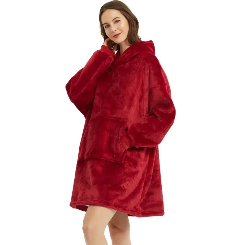 Sweat Plaid Oversize Polaire Manches Longues - Couverture Unisexe