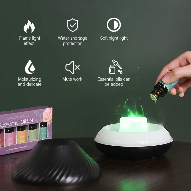 Diffuseur Huiles Essentielles KINSCOTER 130ml USB - LED Flamme Simulée