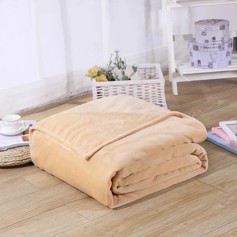 Plaid Flanelle Coral Fleece 230g/m² - Doux Fin Moelleux Canapé Lit