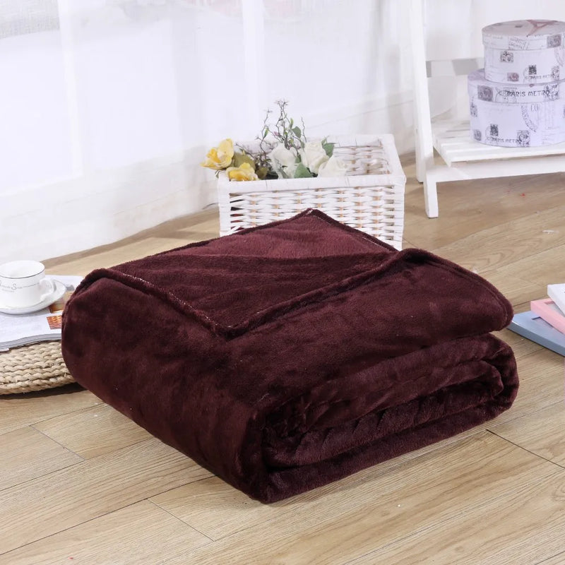 Plaid Flanelle Coral Fleece 230g/m² - Doux Fin Moelleux Canapé Lit