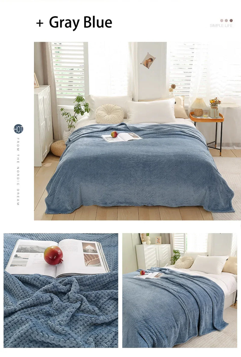 Plaid Fausse Fourrure Vison 300g/m² - Doux Léger Style Japonais
