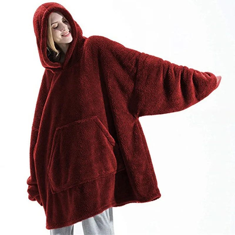 Sweat Plaid Oversize Double Face - Couverture Polaire Poche Unisexe