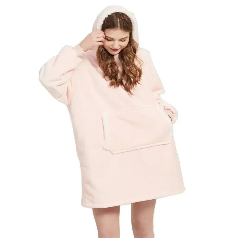 Sweat Plaid Oversize Polaire Manches Longues - Couverture Unisexe