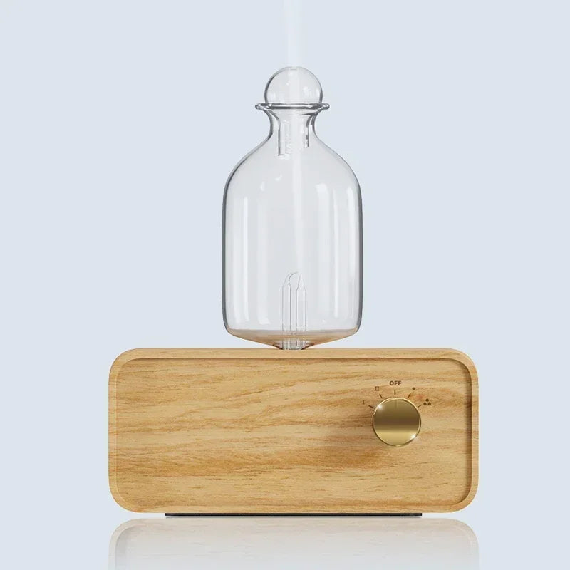 Diffuseur Nébuliseur Huiles Essentielles Bois Verre - Batterie Rechargeable