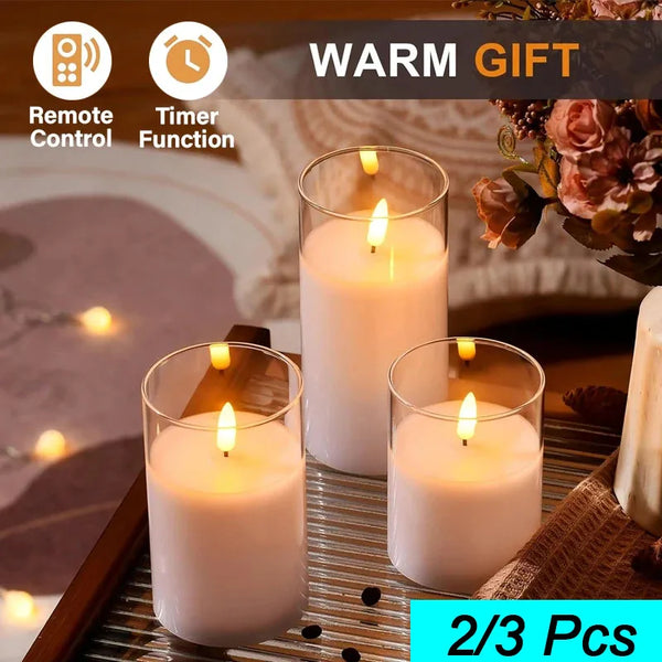 Bougies LED Télécommande Minuterie - Set 3 Bougies Sans Flamme