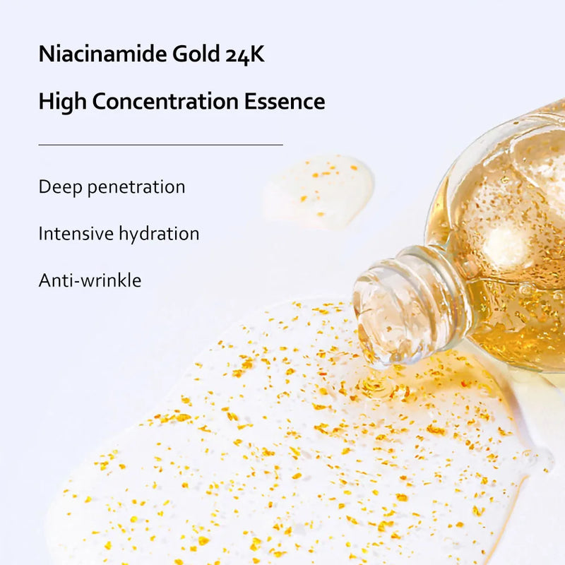 Kit Soin Visage 24K Or Niacinamide - Sérum Anti-Âge Contour Yeux Premium