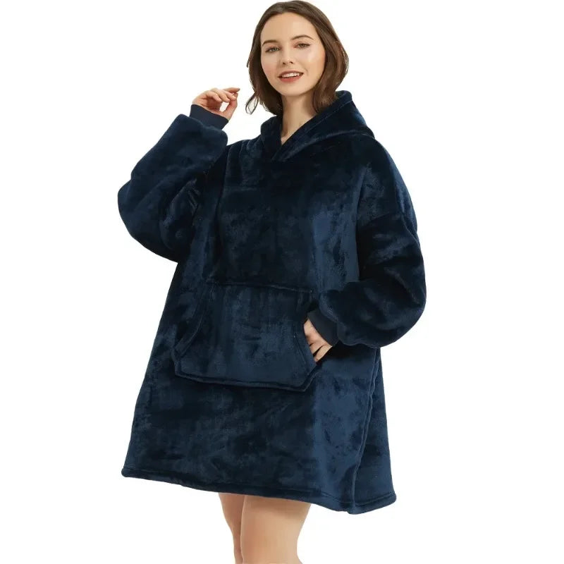 Sweat Plaid Oversize Polaire Manches Longues - Couverture Unisexe
