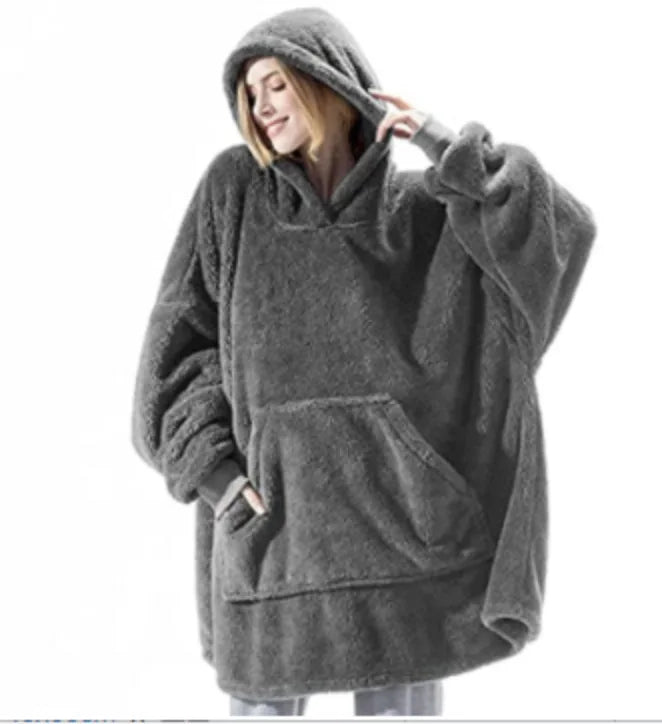 Sweat Plaid Oversize Double Face - Couverture Polaire Poche Unisexe
